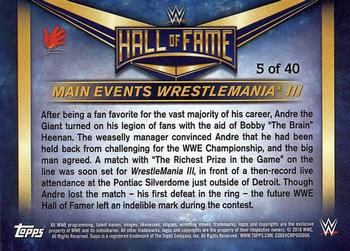 2018 Topps WWE Road To Wrestlemania - WWE Hall of Fame Tribute (Part 1) #5 Andre the Giant - Main Events WrestleMania III Back