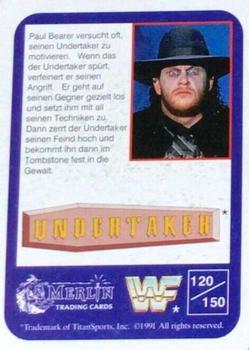 1991 Merlin WWF (German) #120 The Undertaker with Paul Bearer Back