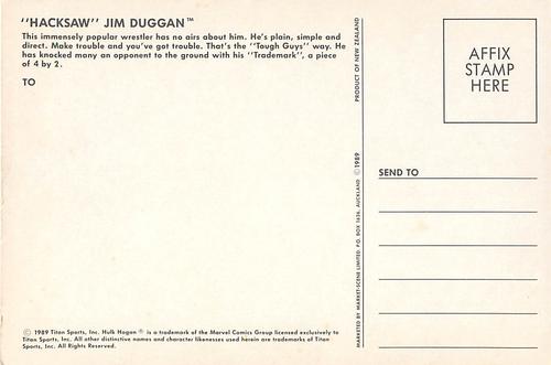 1989 Market Scene Postcards WWF #NNO Hacksaw Jim Duggan Back