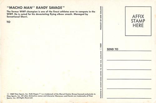 1989 Market Scene Postcards WWF #NNO Macho Man Randy Savage Back