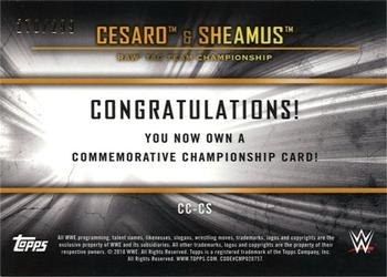 2018 Topps WWE - Commemorative Championship Medallions #CC-CS Cesaro / Sheamus Back
