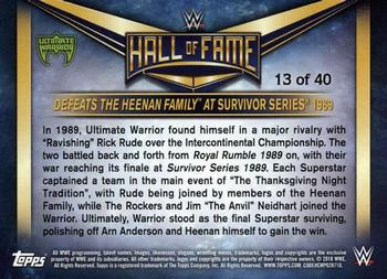 2018 Topps WWE - WWE Hall of Fame Tribute Ultimate Warrior #13 Defeats The Heenan Family at Survivor Series 1989 Back