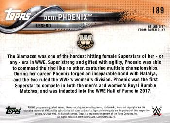 2018 Topps WWE Then Now Forever #189 Beth Phoenix Back
