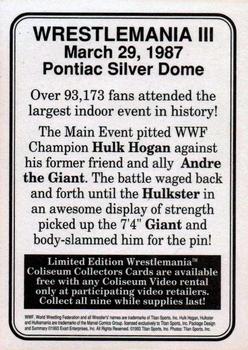 1993 Coliseum Video WWF WrestleMania #3 Hulk Hogan / Andre the Giant Back
