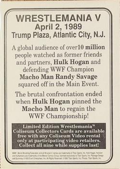 1993 Coliseum Video WWF WrestleMania #5 Hulk Hogan / Macho Man Randy Savage Back