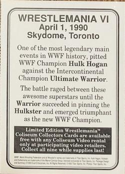 1993 Coliseum Video WWF WrestleMania #6 The Ultimate Warrior Back