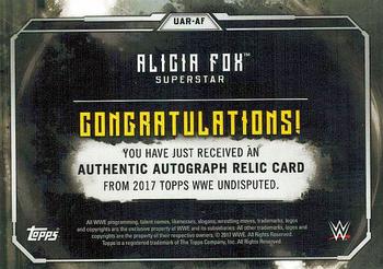 2017 Topps WWE Undisputed - Autograph Relics Bronze #UAR-AF Alicia Fox Back