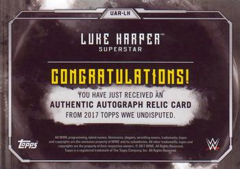 2017 Topps WWE Undisputed - Autograph Relics Bronze #UAR-LH Luke Harper Back