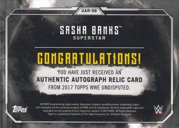 2017 Topps WWE Undisputed - Autograph Relics Bronze #UAR-SB Sasha Banks Back