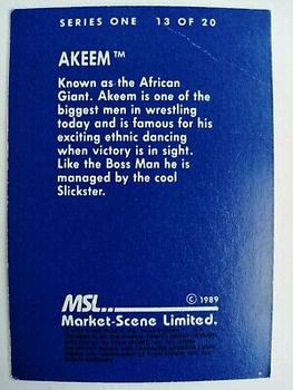 1989 Market Scene WWF Superstars of Wrestling Series 1 #13 Akeem Back