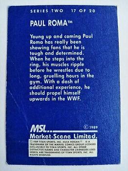 1989 Market Scene WWF Superstars of Wrestling Series 2 #17 Paul Roma Back