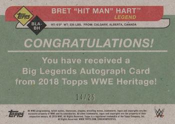 2018 Topps WWE Heritage - Big Legends Autographs Silver #BLA-BH Bret 