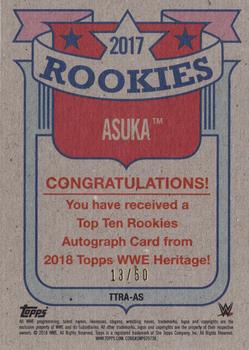 2018 Topps WWE Heritage - Top 10 Rookies Autographs #TTRA-AS Asuka Back