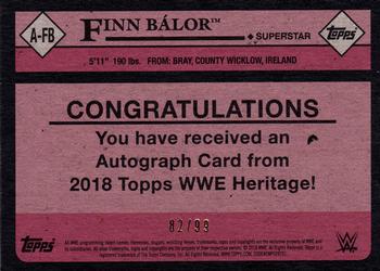 2018 Topps WWE Heritage - Autographs #A-FB Finn Bálor Back