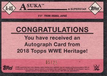 2018 Topps WWE Heritage - Autographs Silver #A-AS Asuka Back