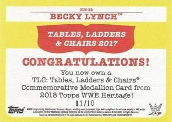 2018 Topps WWE Heritage - TLC Commemorative Medallion Relics Gold #CTM-BL Becky Lynch Back