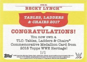 2018 Topps WWE Heritage - TLC Commemorative Medallion Relics Red #CTM-BL Becky Lynch Back