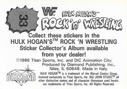 1986 Hulk Hogan's Rock 'n' Wrestling Stickers #33 Hulk Hogan Back