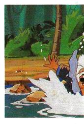 1986 Hulk Hogan's Rock 'n' Wrestling Stickers #36 …he makes a big splash in the stream! This is no time for swimming, Sheik, you've got to build a hut. Front