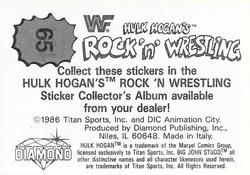 1986 Hulk Hogan's Rock 'n' Wrestling Stickers #65 Junkyard Dog Back