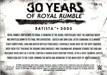 2018 Topps WWE Undisputed - 30 Years of Royal Rumble Green #RR-15 Batista Back