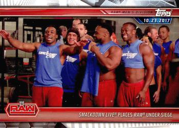 2019 Topps WWE Road to Wrestlemania #8 SmackDown Live Places Raw Under Siege Front