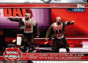 2019 Topps WWE Road to Wrestlemania #23 Cesaro & Sheamus Defeat Seth Rollins & Jason Jordan for the Raw Tag Team Championship Front