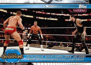 2019 Topps WWE Road to Wrestlemania #77 Dolph Ziggler Defeats Baron Corbin and Bobby Roode to Win the United States Championship Front