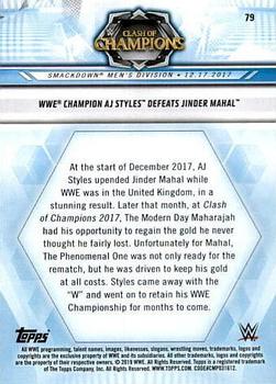 2019 Topps WWE Road to Wrestlemania #79 WWE Champion AJ Styles Defeats Jinder Mahal Back