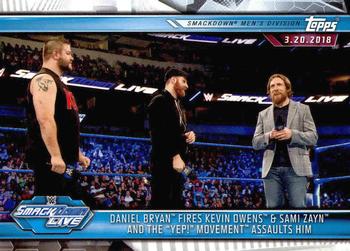 2019 Topps WWE Road to Wrestlemania #92 Daniel Bryan Fires Kevin Owens & Sami Zayn and The “Yep!” Movement Assaults Him Front