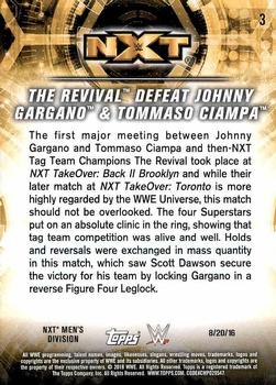 2018 Topps WWE NXT - Matches and Moments #3 The Revival Defeat Johnny Gargano & Tommaso Ciampa Back