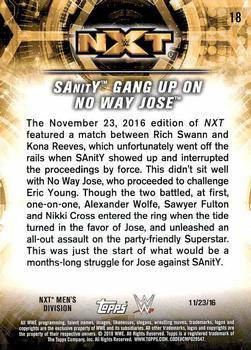 2018 Topps WWE NXT - Matches and Moments #18 SAnitY Gang Up on No Way Jose Back