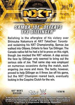 2018 Topps WWE NXT - Matches and Moments #19 Samoa Joe Defeats Tye Dillinger Back
