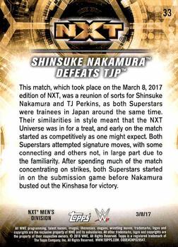 2018 Topps WWE NXT - Matches and Moments #33 Shinsuke Nakamura Defeats TJP Back