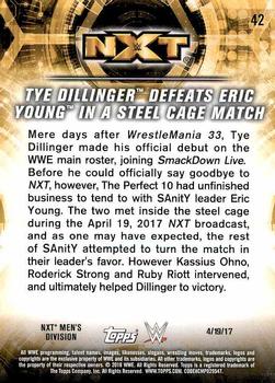2018 Topps WWE NXT - Matches and Moments #42 Tye Dillinger Defeats Eric Young Back