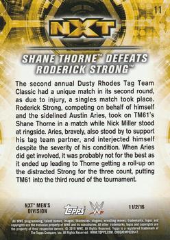 2018 Topps WWE NXT - Matches and Moments Bronze #11 Shane Thorne Defeats Roderick Strong Back