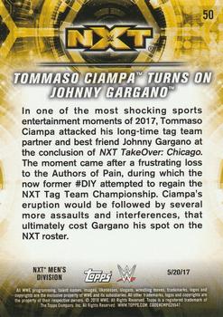 2018 Topps WWE NXT - Matches and Moments Silver #50 Tommaso Ciampa Turns on Johnny Gargano Back