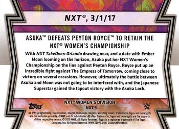 2018 Topps WWE Women's Division - Memorable Matches and Moments #NXT-3 Asuka Back