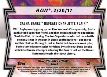 2018 Topps WWE Women's Division - Memorable Matches and Moments #RAW-3 Sasha Banks Back