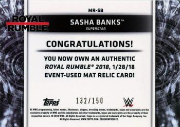 2018 Topps WWE Women's Division - Mat Relics Green #MR-SB Sasha Banks Back