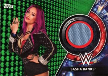 2018 Topps WWE Women's Division - Mat Relics Green #MR-SB Sasha Banks Front