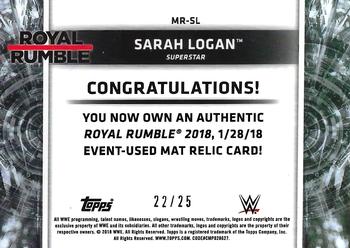 2018 Topps WWE Women's Division - Mat Relics Blue #MR-SL Sarah Logan Back