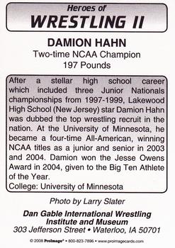 2008 Heroes of Wrestling II #NNO Damion Hahn Back