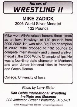 2008 Heroes of Wrestling II #NNO Mike Zadick Back