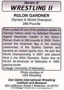 2008 Heroes of Wrestling II #NNO Rulon Gardner Back