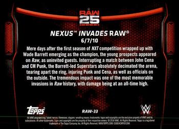 2018 Topps WWE Then Now Forever - 25 Years of Raw #RAW-33 Nexus Invades Raw Back