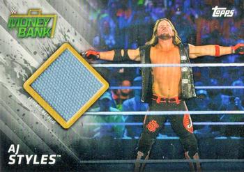2018 Topps WWE Then Now Forever - Money in the Bank 2017 Mat Relics #MRMB-AJ AJ Styles Front