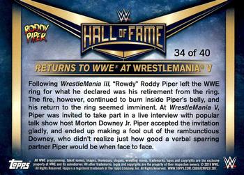 2018 Topps WWE Then Now Forever - WWE Hall of Fame Tribute Rowdy Roddy Piper #34 Returns to WWE at WrestleMania V Back