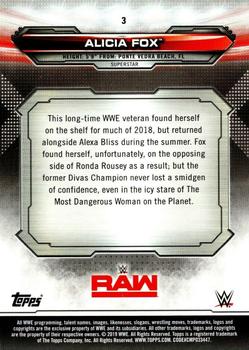 2019 Topps WWE RAW #3 Alicia Fox Back