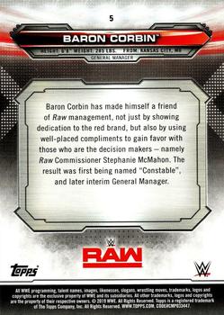 2019 Topps WWE RAW #5 Baron Corbin Back